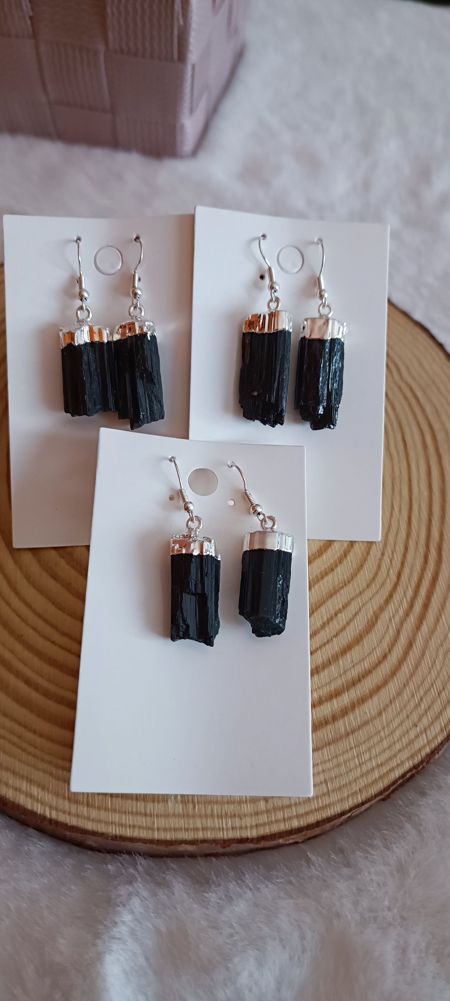 Pendientes de Turmalina Negra