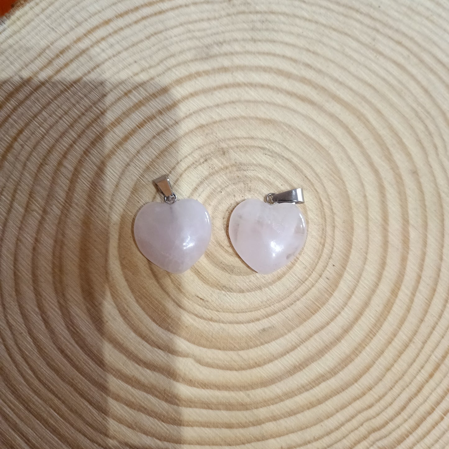 Colgantes Cuarzo Rosa en forma de Corazon